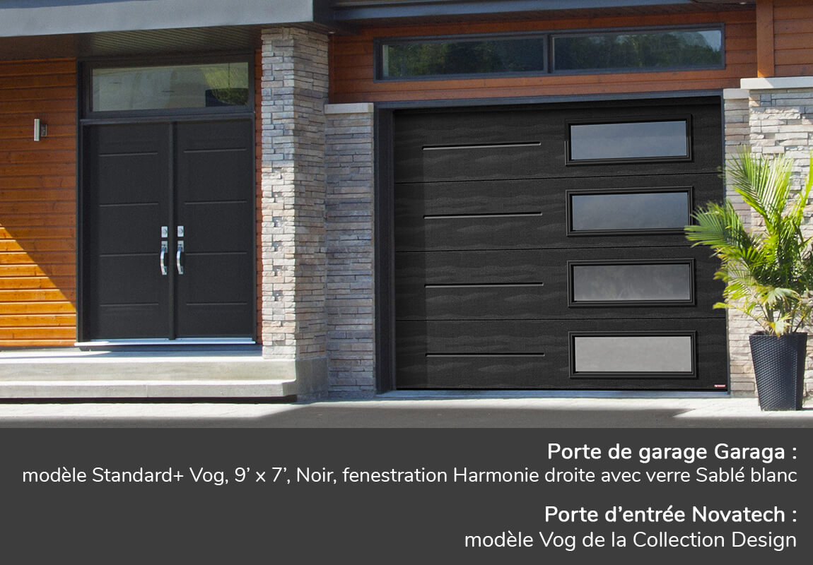 Portes de garage GARAGA | Standard+ Vog, Noir, 10' x 7' | Porte d'entrée Novatech